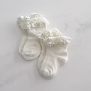 מארז שתי זוגות גרבי כותנה - תחרה